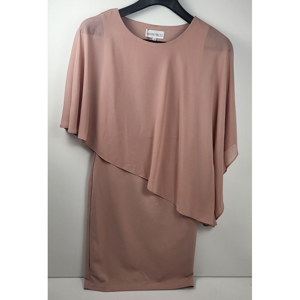 Hanna Nicole‎ pencil Dress Sheath Overlay Party Cocktail Elegant pink medium
